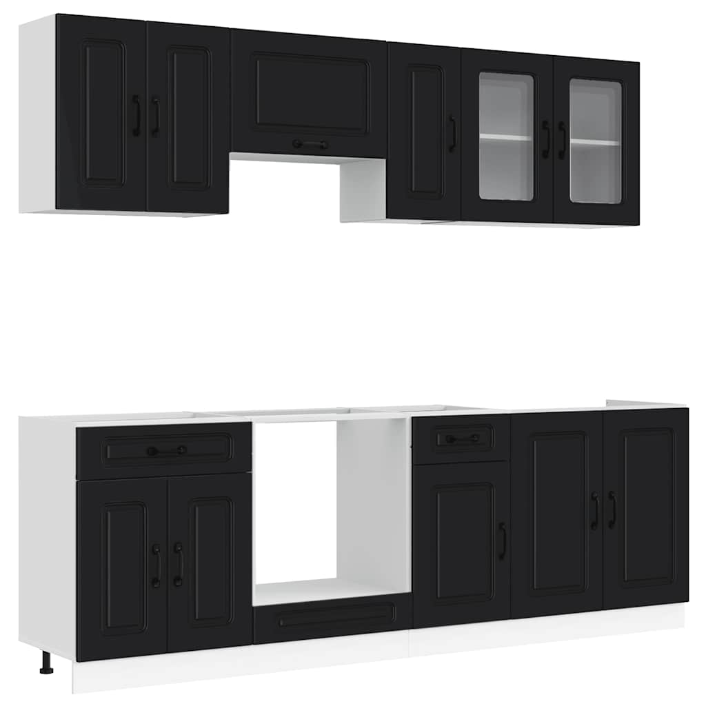vidaXL 8 Piece Kitchen Cabinet Set "Kalmar" Black Engineered Wood