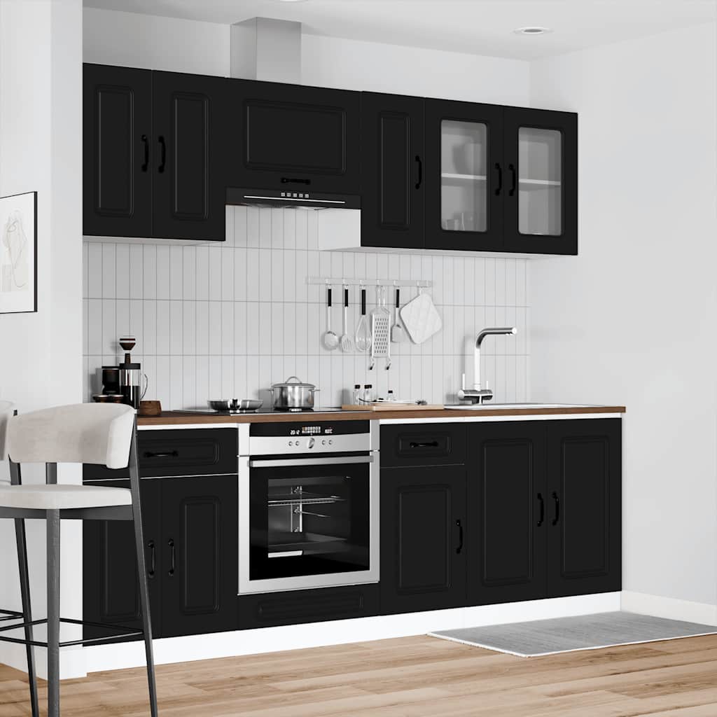 vidaXL 8 Piece Kitchen Cabinet Set "Kalmar" Black Engineered Wood