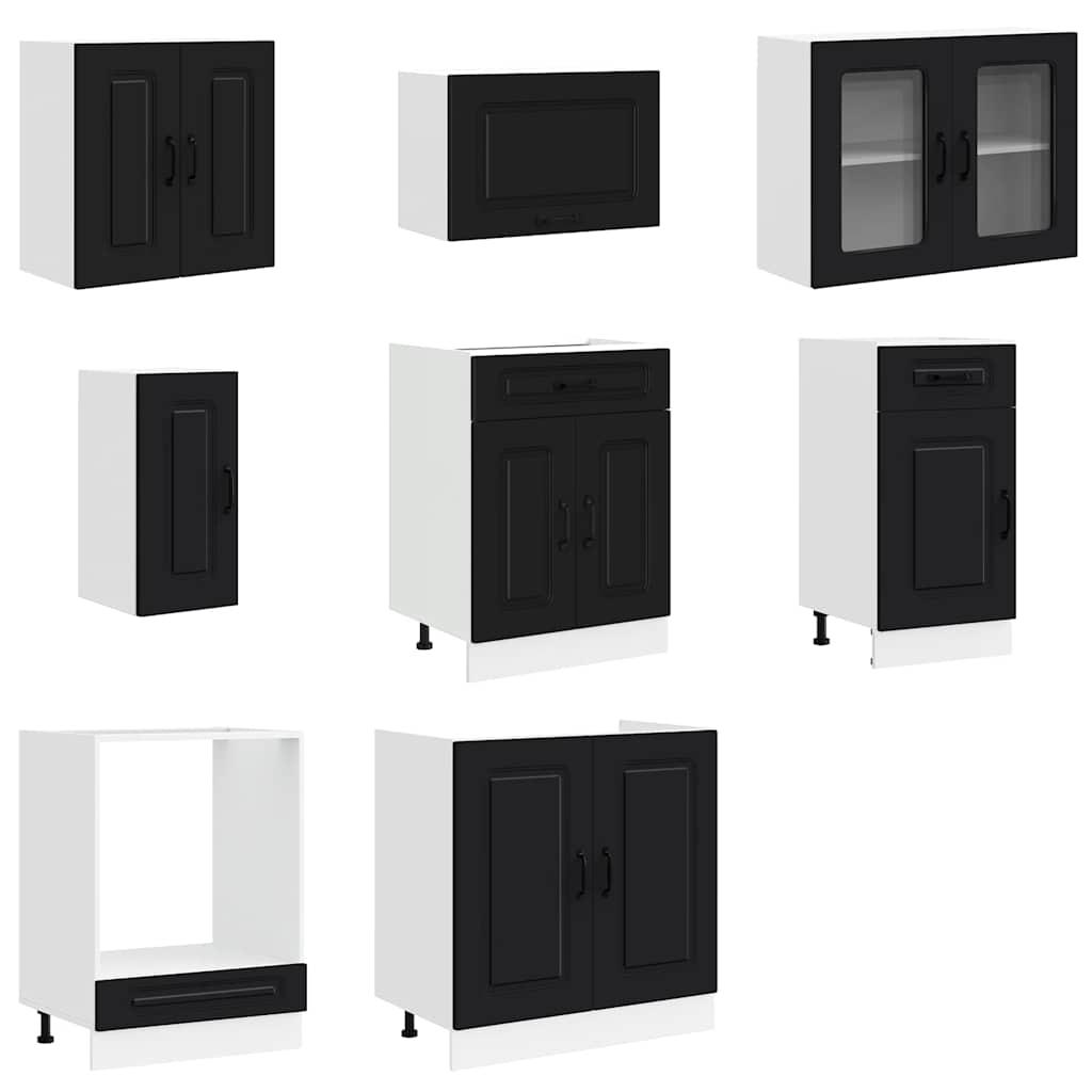vidaXL 8 Piece Kitchen Cabinet Set "Kalmar" Black Engineered Wood