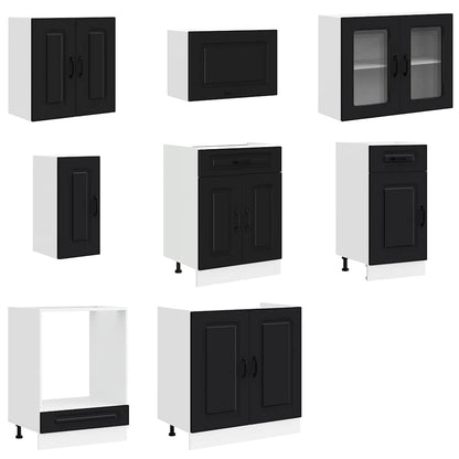 vidaXL 8 Piece Kitchen Cabinet Set "Kalmar" Black Engineered Wood