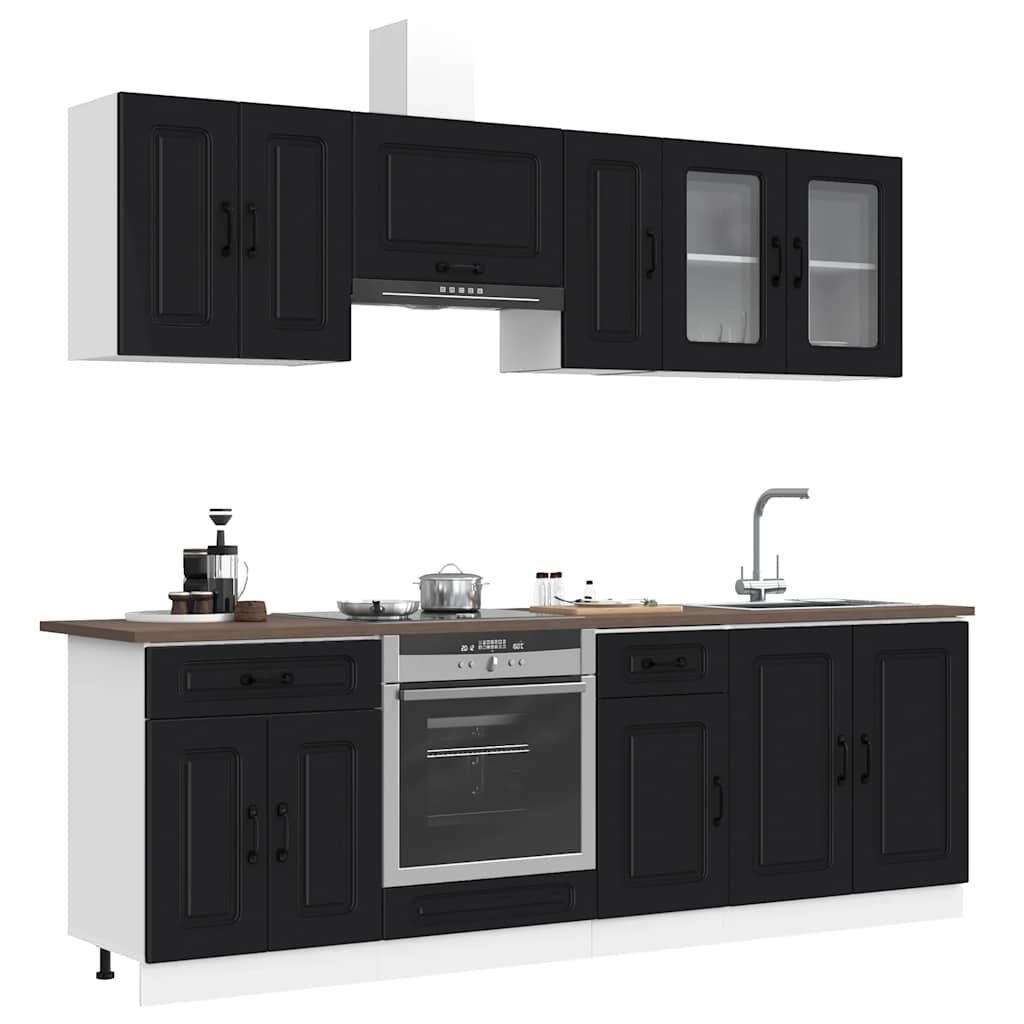 vidaXL 8 Piece Kitchen Cabinet Set "Kalmar" Black Engineered Wood