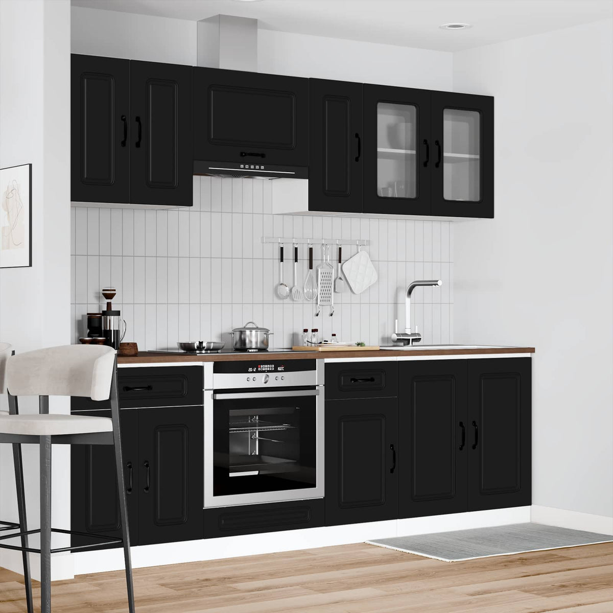 vidaXL 8 Piece Kitchen Cabinet Set "Kalmar" Black Engineered Wood
