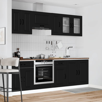 vidaXL 8 Piece Kitchen Cabinet Set "Kalmar" Black Engineered Wood