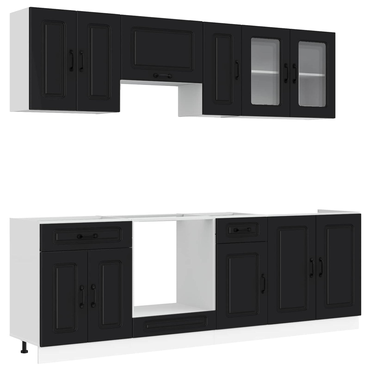 vidaXL 8 Piece Kitchen Cabinet Set "Kalmar" Black Engineered Wood