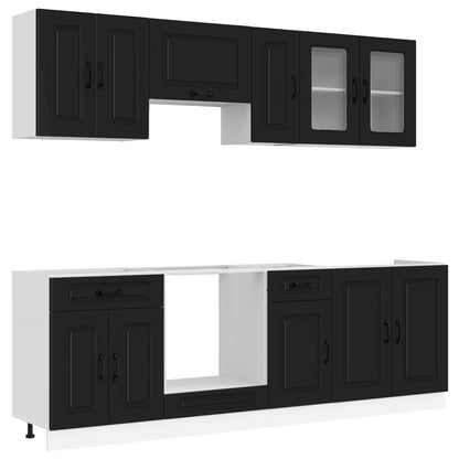 vidaXL 8 Piece Kitchen Cabinet Set "Kalmar" Black Engineered Wood
