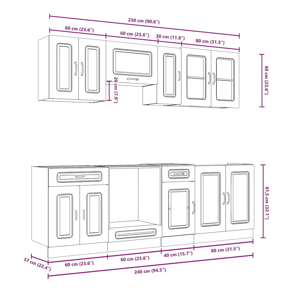 vidaXL 8 Piece Kitchen Cabinet Set Kalmar High Gloss White Engineered Wood