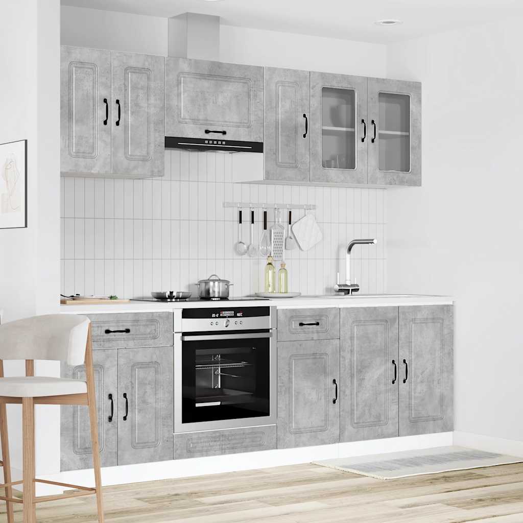 vidaXL 8 Piece Kitchen Cabinet Set Kalmar Concrete Grey Engineered Wood