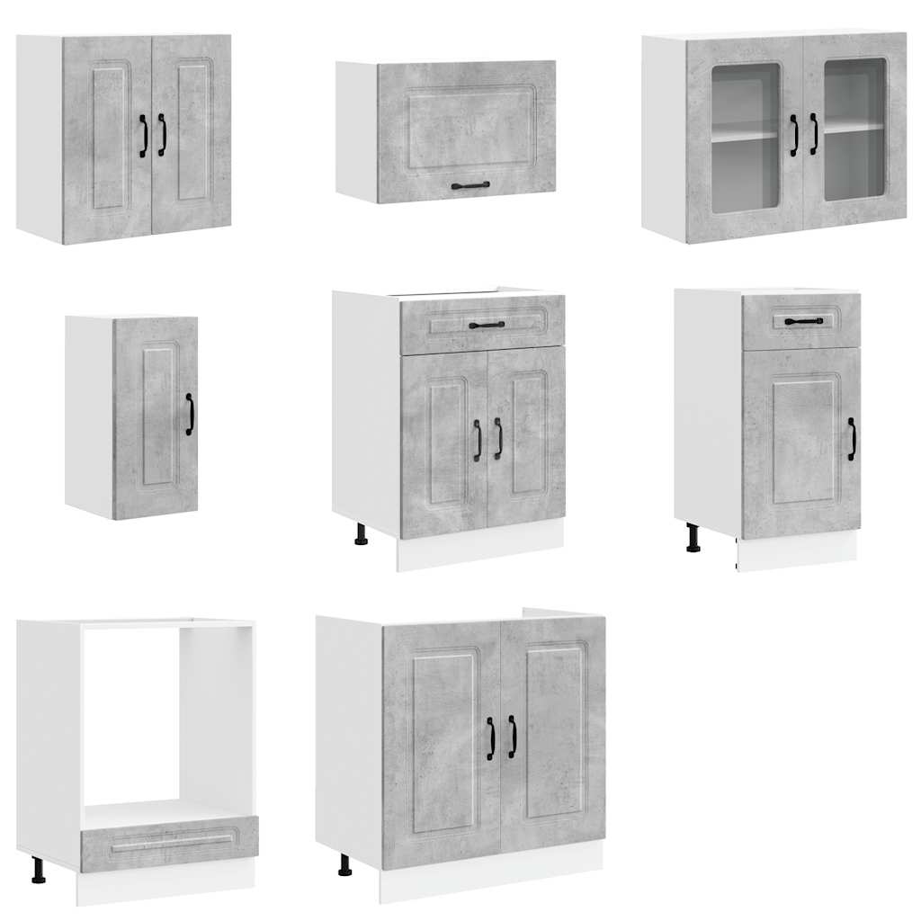 vidaXL 8 Piece Kitchen Cabinet Set Kalmar Concrete Grey Engineered Wood