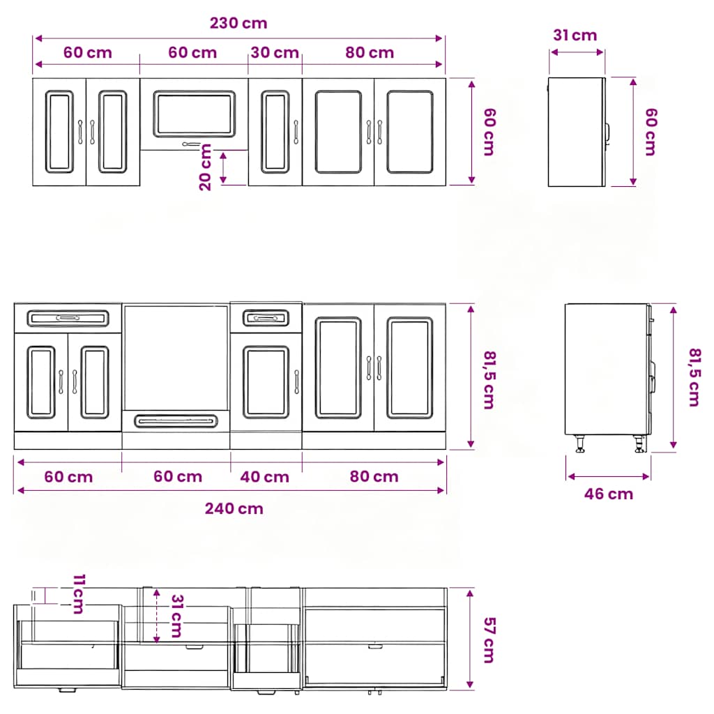 vidaXL 8 Piece Kitchen Cabinet Set Kalmar Concrete Grey Engineered Wood