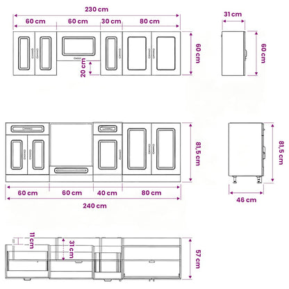 vidaXL 8 Piece Kitchen Cabinet Set Kalmar Concrete Grey Engineered Wood