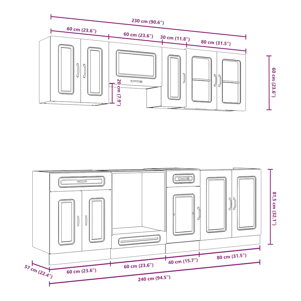vidaXL 8 Piece Kitchen Cabinet Set Kalmar Concrete Grey Engineered Wood