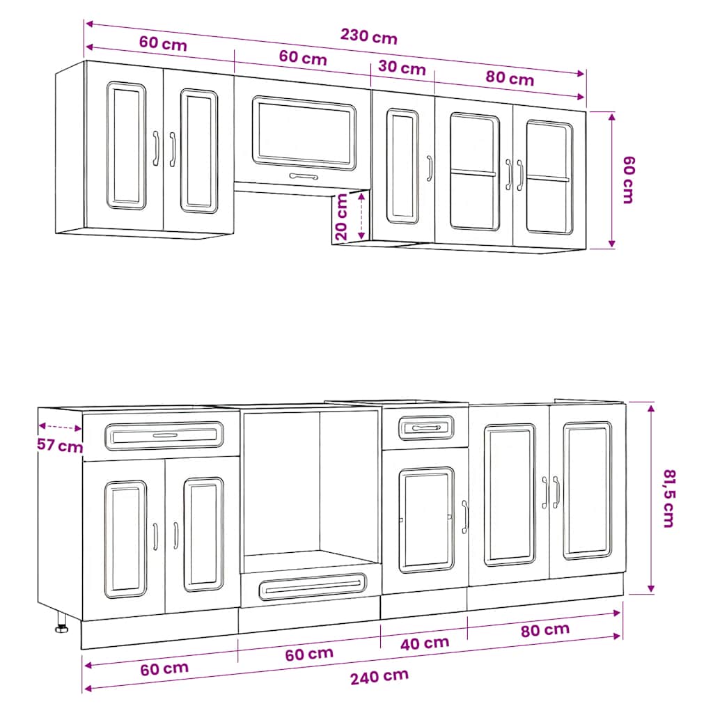 vidaXL 8 Piece Kitchen Cabinet Set Kalmar Concrete Grey Engineered Wood
