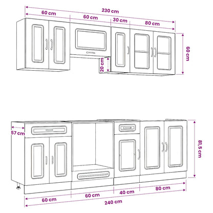 vidaXL 8 Piece Kitchen Cabinet Set Kalmar Concrete Grey Engineered Wood