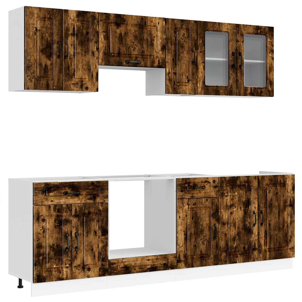 vidaXL 8 Piece Kitchen Cabinet Set "Kalmar" Smoked Oak Engineered Wood