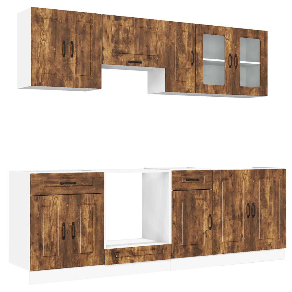 vidaXL 8 Piece Kitchen Cabinet Set "Kalmar" Smoked Oak Engineered Wood