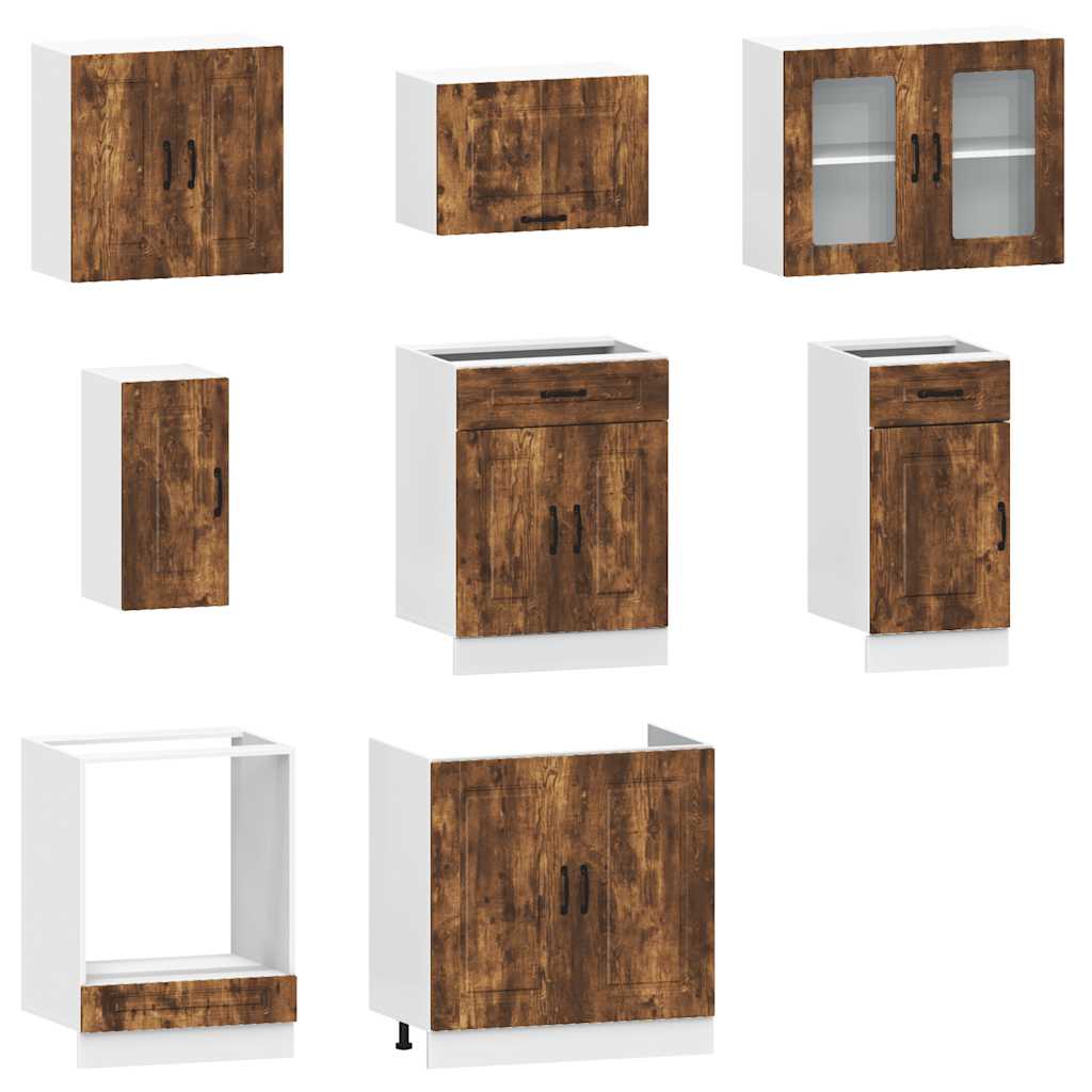 vidaXL 8 Piece Kitchen Cabinet Set Kalmar Smoked Oak Engineered Wood