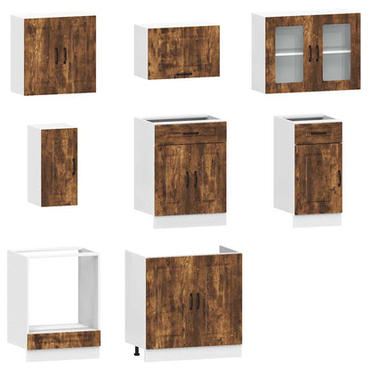 vidaXL 8 Piece Kitchen Cabinet Set Kalmar Smoked Oak Engineered Wood