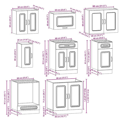 vidaXL 8 Piece Kitchen Cabinet Set Kalmar Smoked Oak Engineered Wood