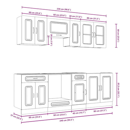 vidaXL 8 Piece Kitchen Cabinet Set Kalmar Smoked Oak Engineered Wood