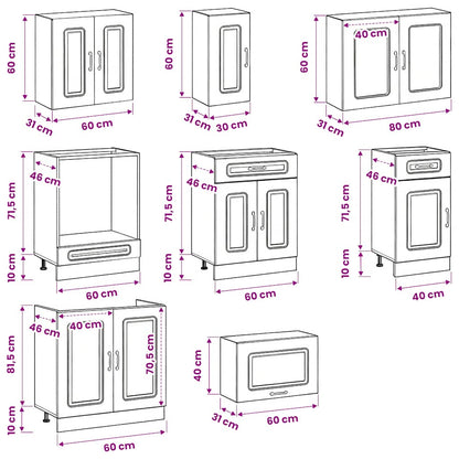 vidaXL 8 Piece Kitchen Cabinet Set Kalmar Smoked Oak Engineered Wood