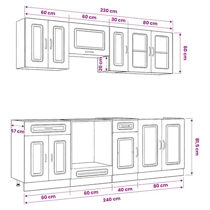 vidaXL 8 Piece Kitchen Cabinet Set Kalmar Smoked Oak Engineered Wood