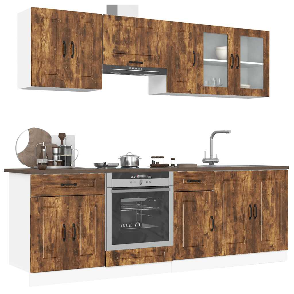vidaXL 8 Piece Kitchen Cabinet Set "Kalmar" Smoked Oak Engineered Wood
