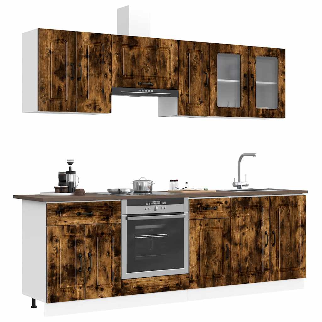 vidaXL 8 Piece Kitchen Cabinet Set Kalmar Smoked Oak Engineered Wood