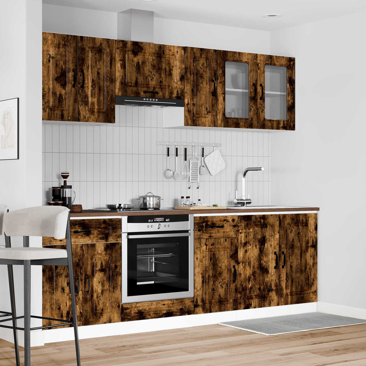 vidaXL 8 Piece Kitchen Cabinet Set "Kalmar" Smoked Oak Engineered Wood