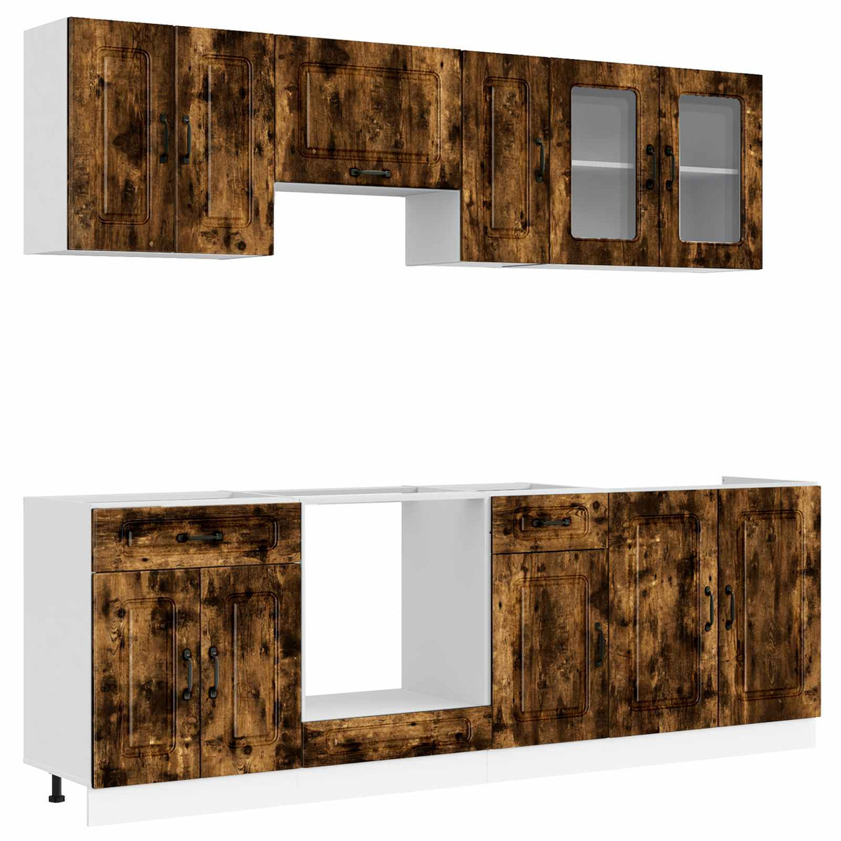 vidaXL 8 Piece Kitchen Cabinet Set "Kalmar" Smoked Oak Engineered Wood