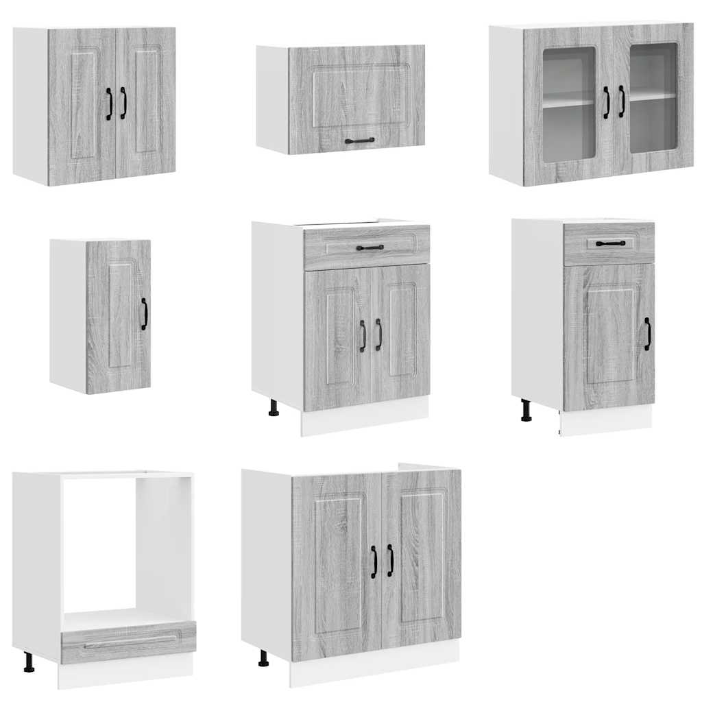vidaXL 8 Piece Kitchen Cabinet Set "Kalmar" Grey Sonoma Engineered Wood