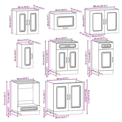 vidaXL 8 Piece Kitchen Cabinet Set Kalmar Grey Sonoma Engineered Wood