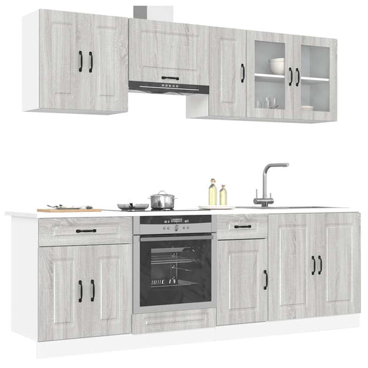 vidaXL 8 Piece Kitchen Cabinet Set Kalmar Grey Sonoma Engineered Wood