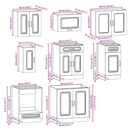 vidaXL 8 Piece Kitchen Cabinet Set Kalmar Old Wood Engineered Wood