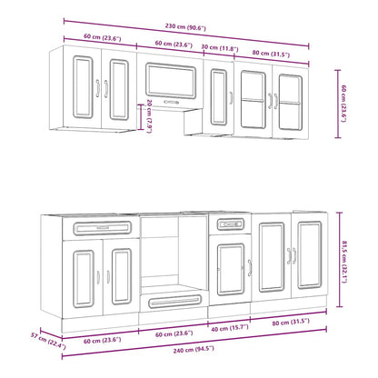 vidaXL 8 Piece Kitchen Cabinet Set Kalmar Old Wood Engineered Wood