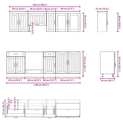 vidaXL 8 Piece Kitchen Cabinet Set Kalmar White Engineered Wood