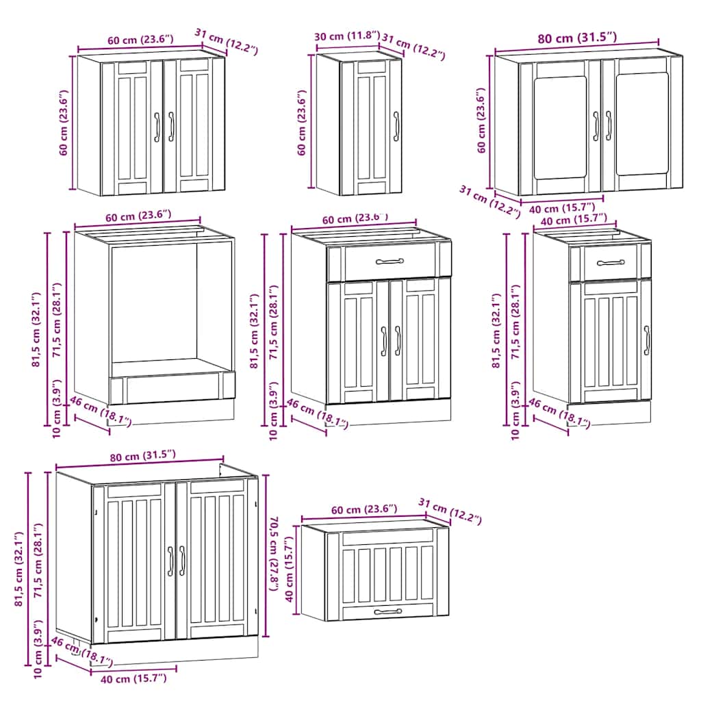 vidaXL 8 Piece Kitchen Cabinet Set Kalmar White Engineered Wood