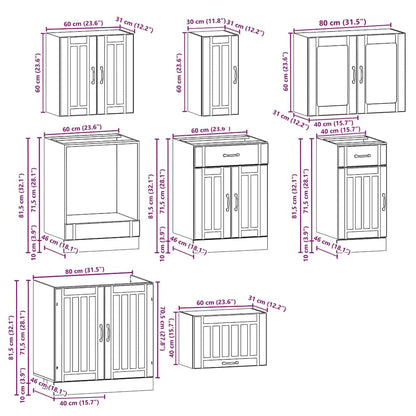 vidaXL 8 Piece Kitchen Cabinet Set Kalmar White Engineered Wood