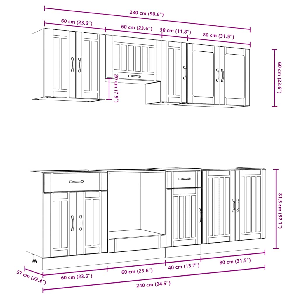 vidaXL 8 Piece Kitchen Cabinet Set Kalmar White Engineered Wood