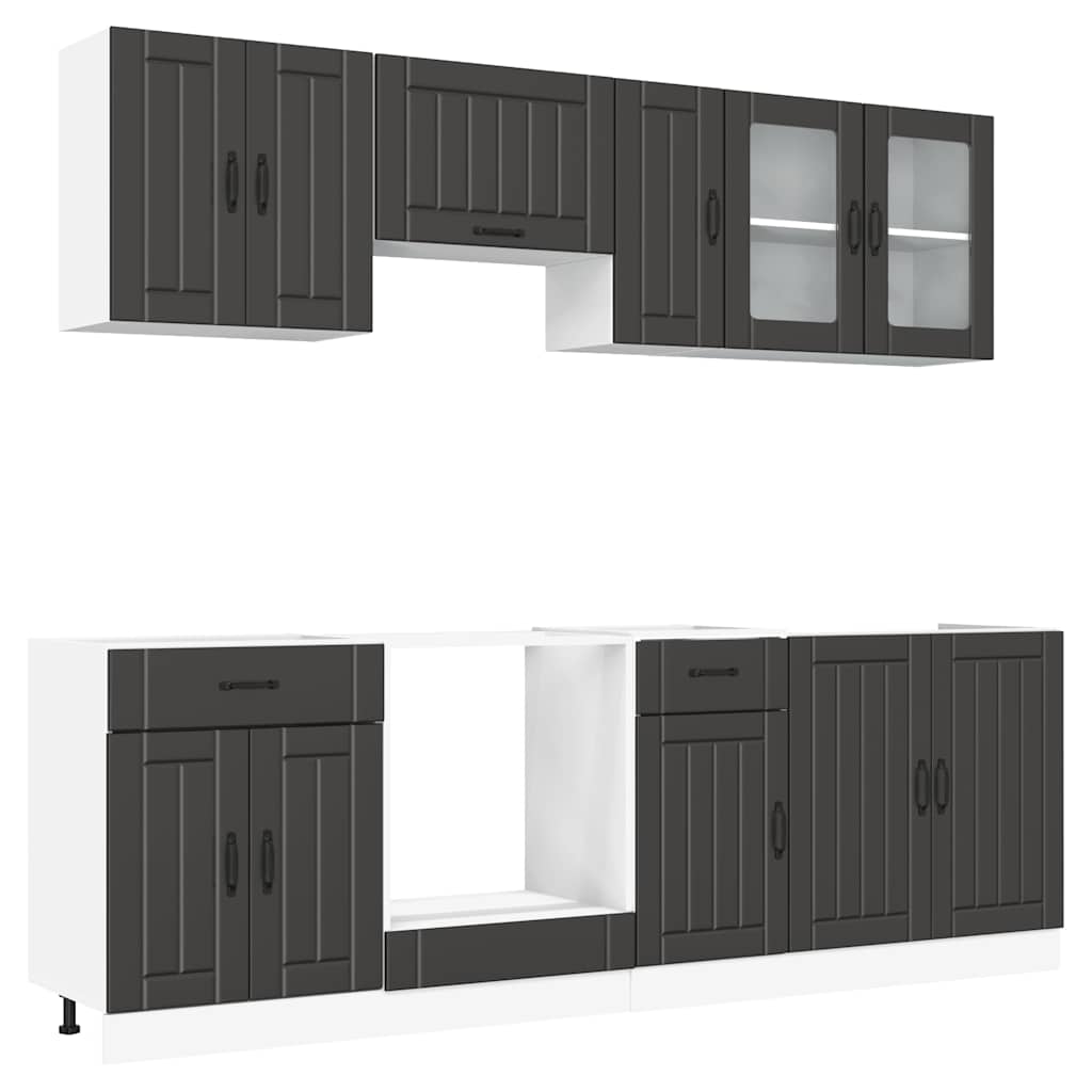 vidaXL 8 Piece Kitchen Cabinet Set Kalmar Black Engineered Wood