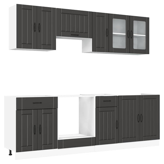 vidaXL 8 Piece Kitchen Cabinet Set Kalmar Black Engineered Wood