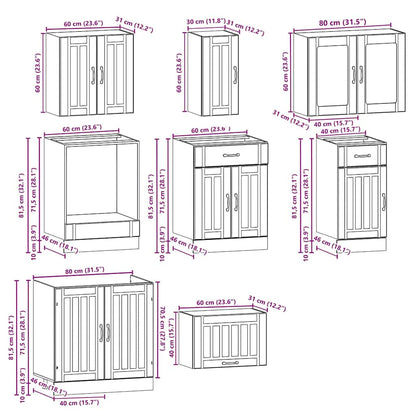 vidaXL 8 Piece Kitchen Cabinet Set Kalmar Black Engineered Wood