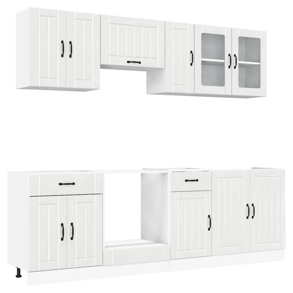 vidaXL 8 Piece Kitchen Cabinet Set Lucca High Gloss White Engineered Wood