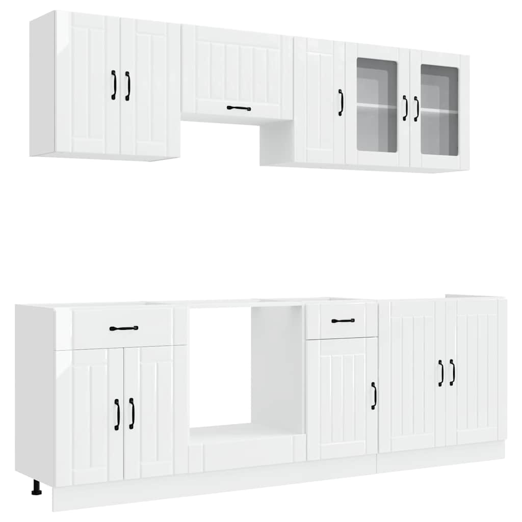 vidaXL 8 Piece Kitchen Cabinet Set "Lucca" High Gloss White