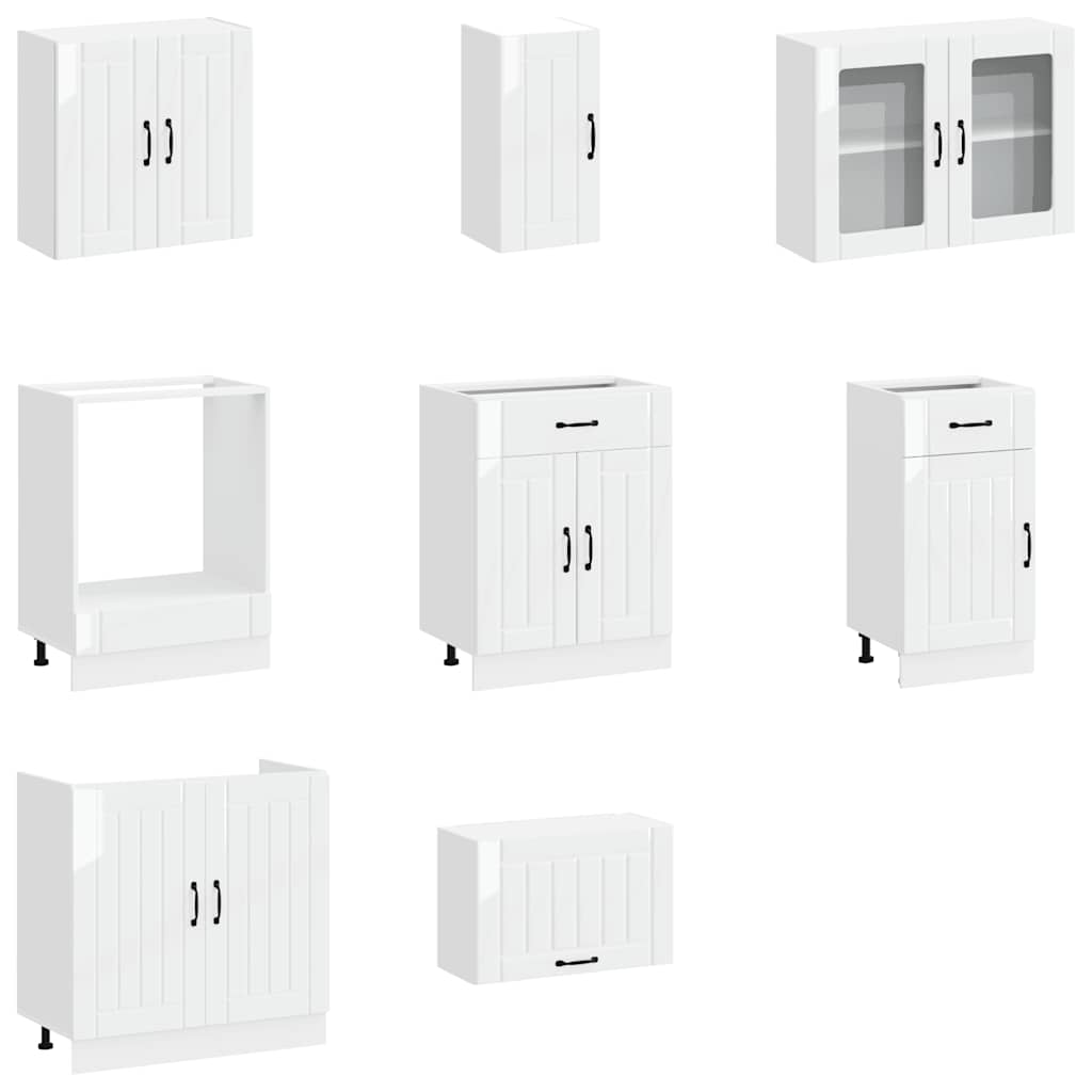 vidaXL 8 Piece Kitchen Cabinet Set "Lucca" High Gloss White