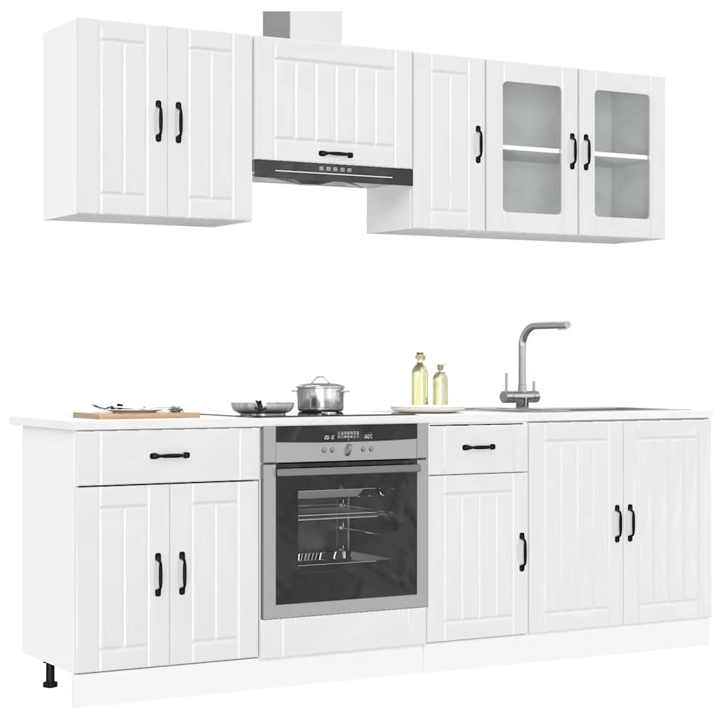 vidaXL 8 Piece Kitchen Cabinet Set Lucca High Gloss White Engineered Wood