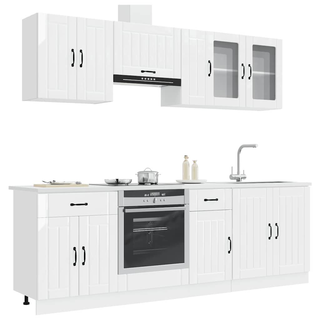 vidaXL 8 Piece Kitchen Cabinet Set "Lucca" High Gloss White