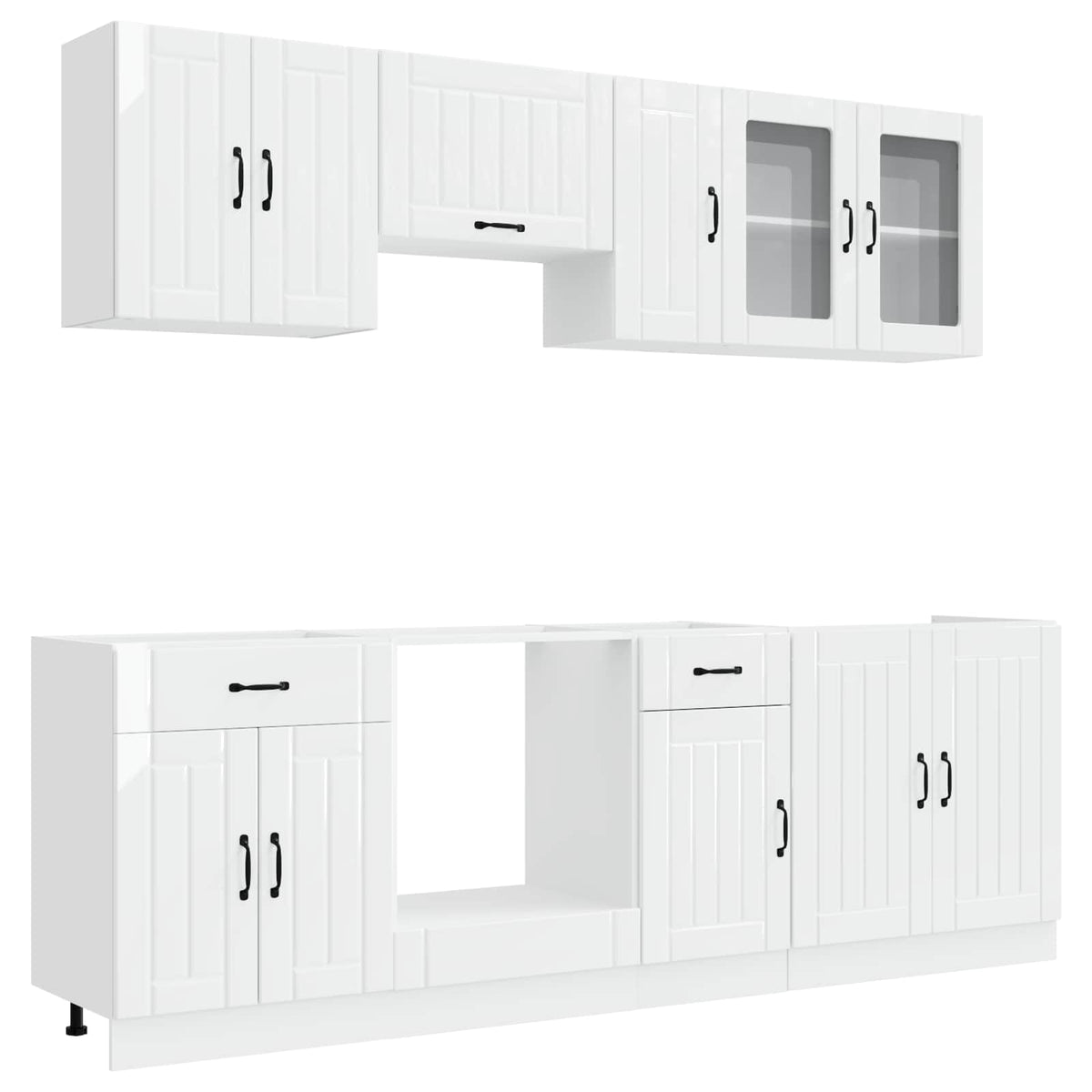 vidaXL 8 Piece Kitchen Cabinet Set "Lucca" High Gloss White