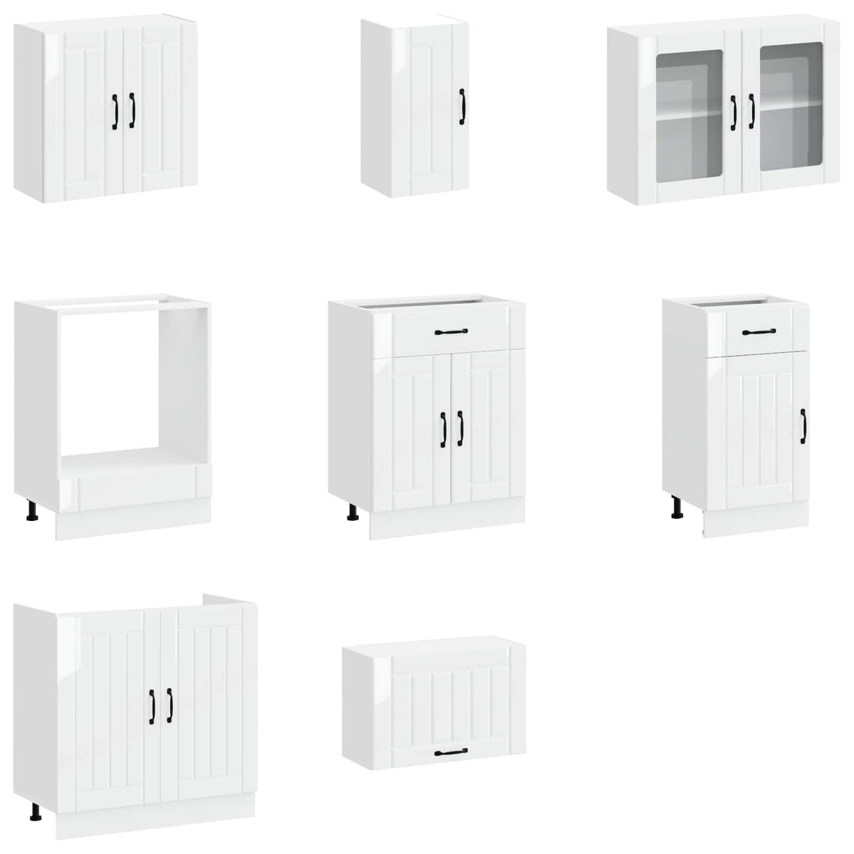 vidaXL 8 Piece Kitchen Cabinet Set "Lucca" High Gloss White