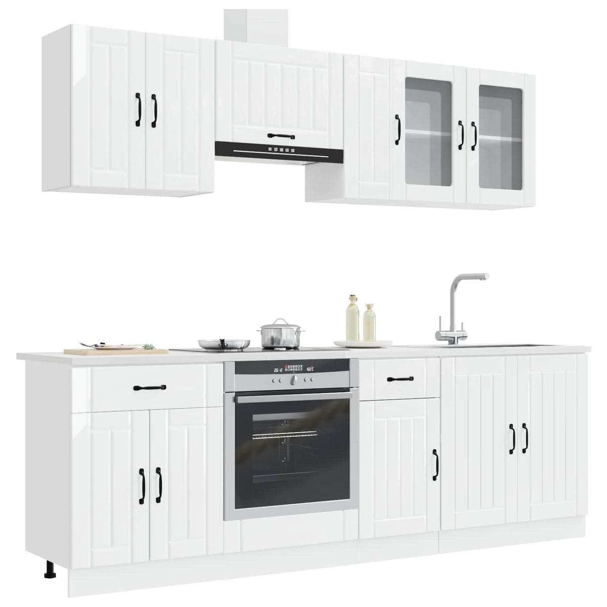 vidaXL 8 Piece Kitchen Cabinet Set "Lucca" High Gloss White