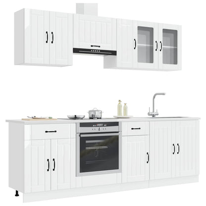 vidaXL 8 Piece Kitchen Cabinet Set "Lucca" High Gloss White